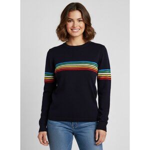 Vintage Y2K Esprit Rainbow Striped Blue Knit Sweater • Skater Grandpacore Preppy